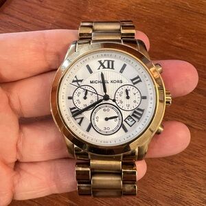 Michael Kors Chunky Gold-tone Boyfriend Watch with White Dial